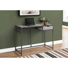 Monarch Specialties 7217 42" Computer Desk - Grey/Dark Grey Metal-Slender metal frame in a dark grey finish provides stability and coordinates with the grey wood-look laminate panels
