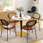 HOMCOM Round Dining Table with Faux Marble Top for Kitchen - White-Spacious round tabletop accommodates food and drinks