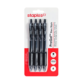 Staples ProGel Retractable Gel Pen - Medium Point - 0.7 mm - Black Ink ...