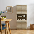 Modway Render Tall Faux Travertine Linen Storage Cabinet - Travertine-Non-Marking Floor Glides