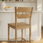 Modway Jax Oak Wood Bar Stool With Wavy Razor Back - Weathered Oak-Armless Design