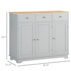 HOMCOM 39.8" L Sideboard Buffet Cabinet for Kitchen - Grey-Robust material is easy to clean with a damp cloth