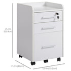 HOMCOM Vertical Mobile Filing Cabinet with Lockable Drawer - White-Top drawer with a lock and 2 keys for document security
