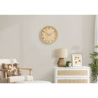 Monarch Specialties 9120 12" Round Juvenile Wall Clock - Natural Face/Natural Frame-The simple, easy to read analog display under the glass surface ensure accurate timekeeping at a glance