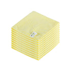 Globe Commercial Microfiber Cloth - 240GSM - 14" x 14" - Yellow - 10 Pack-Reduce chemical usage and pick up more bacteria