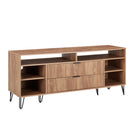Manhattan Comfort DUMBO 62.99" Modern TV Stand - Golden Brown-Stylish Splayed Gold Metal Legs Adding Seamless Fashion Design and Durability. Leg Height: 7.32 in