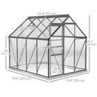 Outsunny 6' x 8' x 6.5' Polycarbonate Greenhouse with Sliding Door- UV protection polycarbonate panels shield plants from harsh sunlight
 