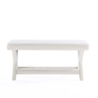 Manhattan Comfort Abigail 42.12" Mid-Century Modern Velvet Upholstered Ottoman Bench - Cream-20.47" L x 21" W x 19.48" H