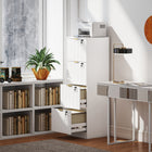 HOMCOM 4-Drawer Fluted Vertical Letter/A4 Filing Cabinet with Lock - White-Each drawer can be locked separately for security, including two keys per lock
