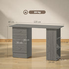 HOMCOM 47.25" Computer Desk with Storage - Grey-Drawers and reversible shelves can be assembled on either side of the office desk 
