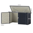 Outsunny 7.6' x 3.4' Garbage Bin Shed for 3 Trash Cans - Dark Grey-Lockable doors with latches and keys offer secure and easy access
