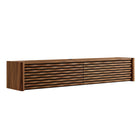 Modway Emric Wave 71" Wall-Mounted TV Cabinet - Walnut-Wave-Pattern Slatted Doors