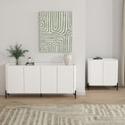 Manhattan Comfort Abbey Modern Accent Cabinet and Sideboard - White - Set of 2-Accent Cabinet Includes 2 Soft Close Doors with 2 Adjustable Shelf Spaces. Sideboard Includes 4 Soft Close Doors with 4 Adjustable Shelf Spaces