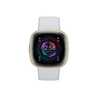 Google Fitbit Sense 2 Smart Watch - Blue Mist/Pale Gold-Slim design: Sense 2 is built to feel natural on your wrist and complement styles both casual and elegant. It's sleek and slim with all-new raised band attachments that make it more comfortable for all-day wear