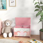 Qaba Toy Chest Storage Organizer - Pink-The maximum opening angle of the lid is 70 degrees, can be stopped at any angle 