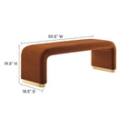Modway Koda Performance Velvet Waterfall Long Bench - Brass/Rust-Waterfall Design