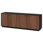 Hudson&Canal Lillian Rectangular TV Stand for TV's up to 75" - Black Grain/Satin Walnut-Top weight capacity is 75 lbs. Middle shelf can support 25 lbs, while lower shelf hold 35 lbs