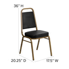Flash Furniture HERCULES Series Trapezoidal Back Stacking Banquet Chair in Black Vinyl - Gold Frame-2.5'' Thick Seat Cushion