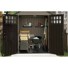 Suncast Everett Storage Shed - 6' x 5' - Dark Taupe-Classic shed design with architectural details and metal reinforced shingle style roof panels.
