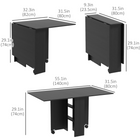 HOMCOM 55" Drop Leaf Folding Dining Table with Storage Shelves for 4-6 - Black-Fold into a compact unit, saving space when not in use