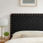 Modway Sparta Weave Vegan Leather Queen Headboard - Walnut Black-Vegan Leather Basketweave
