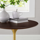 Modway Lippa 20" Round Wood Side Table - Gold Cherry Walnut-Non-Marking Felt Pad