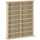 HOMCOM 8-Tier Media Storage Cabinet with Adjustable Shelves - Natural Wood-Holds up to 720 CDs in 16 compartments