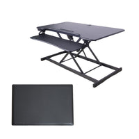 Rocelco 46" Electric Adjustable Desk with AC/USB and Anti-Fatigue Mat - Black-EDR has a large 46" x 23.6 work surface