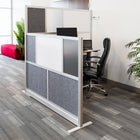 Luxor Modular Wall Extension with Whiteboard - 70" W x 48" H - Segmented Grey Frame, Frosted Acrylic, Cool Grey PET-Enhances light flow while reducing distractions