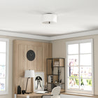 Hudson&Canal Ellis 12" Flush Mount with Fabric Shade - Matte Black/White-Rated for one 60W incandescent bulb - 9W LED bulb, 13W fluorescent (CFL) bulb, or 9W self-ballasted LED bulb, E26-base bulb, Bulb not included
