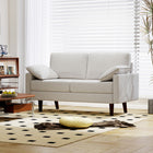 HOMCOM 66.5" Velvet Upholstered 3 Seater Sofa Couch with 2 Pillows - Cream White-Sleek cream white tone and minimalist design complement modern interiors  