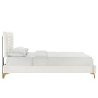 Modway Sofia Channel Tufted Performance Velvet Queen Platform Bed with  Gold Metal Legs - White-Reinforced Center Beam
