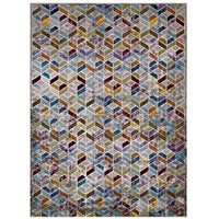 Modway Laleh Geometric Mosaic Area Rug - 4 ft W x 6 ft L - Multicolored-Tessellated Geometric  Mosaic Area Rug