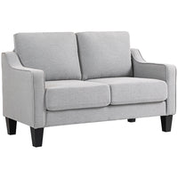 HOMCOM Loveseat Sofa with Pocket Spring - Light Grey-Pocket spring padding for flexible, supportive seating