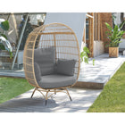 Manhattan Comfort Spezia 33.46" Modern Patio Freestanding Egg Chair - Tan/Grey-Chair height: 17.51. Internal Backrest Height 23.62