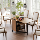 HOMCOM 67" Drop Leaf Folding Dining Table with Storage Shelves for 4 - Brown-This table can be used as a side table or console when not in use