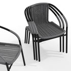 Flash Furniture Grey Rattan Indoor-Outdoor Restaurant Stack Chair-Black Powder Coated Frame Finish