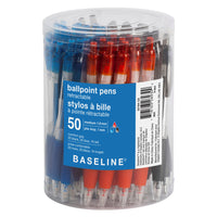 Baseline Ballpoint Pens – 1.0mm – Assorted Colours – 50 Pack-Retractable ballpoint pens