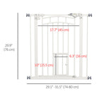 PawHut Pressure-Mounted Dog Gate Auto-Close for 29"-31.5" Wide - White-Swings both ways or a specific way, user can set swing direction