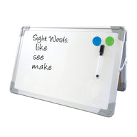 Flipside Desktop Easel Set with Pen and Two Magnets - 20" x 16"-This versatile double-sided easel brings interactivity to a child's fingertips