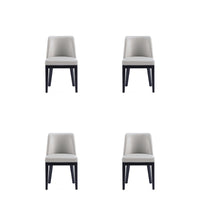 Manhattan Comfort Gansevoort 19" Modern Faux Leather Upholstered Dining Chair - Light Grey - Set of 4-Modern Dining Chair for Dining Room and Task Use. Set of 4