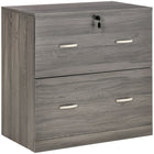 Vinsetto 2-Drawer Lateral Filing Cabinet with Lock - Grey-2-drawer file cabinet accommodates hanging letter size files