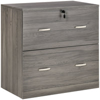 Vinsetto 2-Drawer Lateral Filing Cabinet with Lock - Grey-2-drawer file cabinet accommodates hanging letter size files