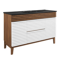 Modway Render 48" Single Sink Bathroom Vanity - White/Walnut/Black-Mid-Century Modern Vanity