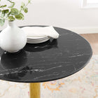 Modway Verne 28" Artificial Marble Dining Table - Gold Black-Polished Gold Metal Pedestal Base