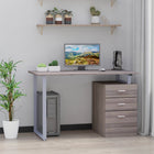 HOMCOM 47.2" Computer Desk with Multi-Use Reversible File Drawers - Brown-The 3 drawers come with metal rails for a smooth slide