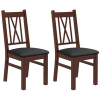 HOMCOM Farmhouse Dining Chairs with PU Leather Seat & Wood Frame - Dark Brown - Set of 2-Set of two for a matching look in the home and dining areas