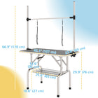 PawHut Adjustable Dog Grooming Table with 2 Safety Slings - Grey-Two slings to safely and securely hold your dog in place whilst grooming