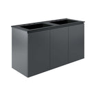 Modway Bryn 48" Wall-Mount Double Sink Bathroom Vanity - Grey/Black-Modern Bathroom Vanity