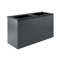 Modway Bryn 48" Wall-Mount Double Sink Bathroom Vanity - Grey/Black-Modern Bathroom Vanity